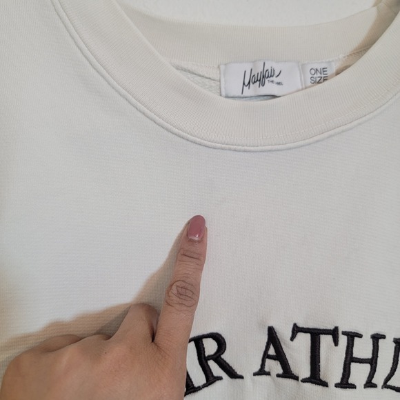 Mayfair Group Athletic Club Sweatshirt Embroidered OS Cream Oversized Tennis - Picture 10 of 16